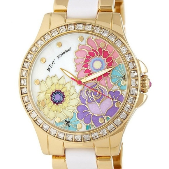 Betsey Johnson Jewelry - Betsey Johnson FLOWERS CRYSTALS BRACELET WATCH